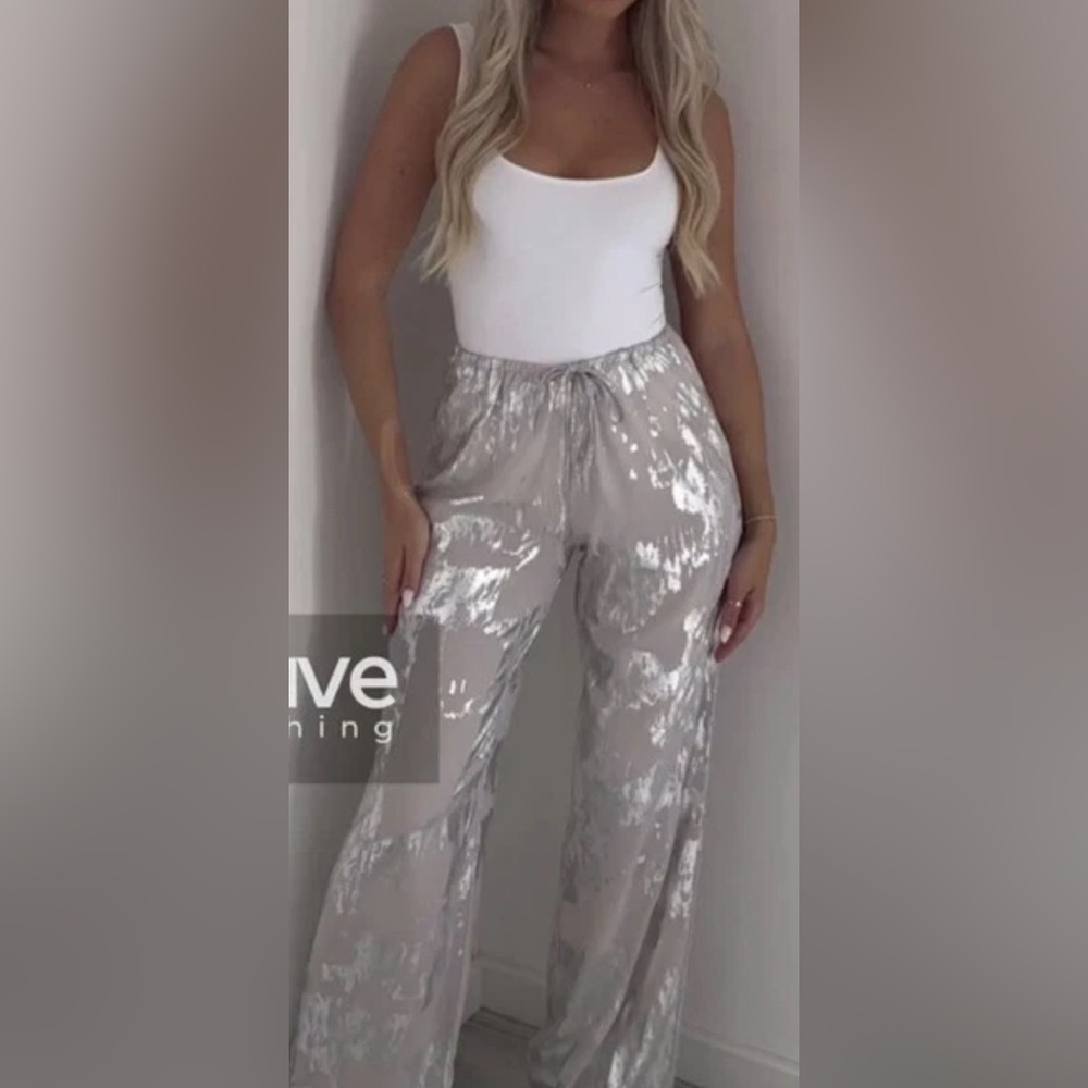 Zara Metallic Silver and White Fabric